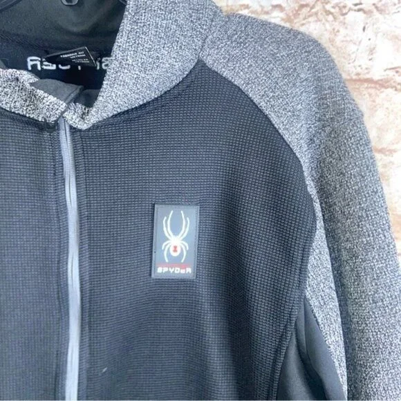 Spyder Mens Bandit Stryke Fleece Lined Jacket Gray And Black Size Medium - Picture 2 of 6